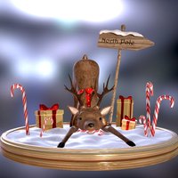 Christmas Reindeer santa, snow, christmas, north, reindeer, pole, presents