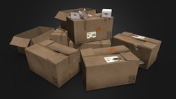 Cardboard Boxes carton, cardboard, realistic, realism, game-asset, materials-and-textures, pbr, horror