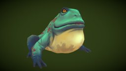Stylized Fantasy Toad rpg, frog, toad, mmo, rts, fbx, water, swamp, moba, character, handpainted, lowpoly, stylized, animated, fantasy