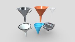 Funnel Pack fruit, biology, gas, lab, tools, accessories, silicone, pour, fluid, fruits, metal, science, chemistry, medicine, kitchen, stainless, juice, vegetable, liquid, measuring, cookware, marmalade, pouring, medical, plastic, flask, steel