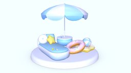 Stylized Pool Set drink, virtual, toon, bed, set, pillow, pack, umbrella, party, table, vr, pool, summer, sun, sunbed, inflatable, star, floating, package, pillows, relax, chill, swim, vacation, swimming, parasol, rubberduck, assetstore, assetpack, beachball, vrchat, swimmingpool, sunscreen, substancepainter, asset, blender, pbr, stylized, ball, "ring", "noai"