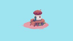 Basic Villa cute, mushroom, game-art, game-asset, 3d-building, game-model, 3d-art, lowpoly, hand-painted, house, stylized, building