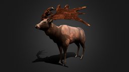 Low poly Megaloceros deer, mammal, zoo, nature, herbivore, idleanimation, realistic-textures, animal, prehistoric, megaloceros