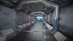 spaceship corridor/hallway corridor, hallways, hallway-robot-spacestation, spaceship, amongus, amongus3d