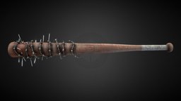 [Pbr] Barbed Wire and Nails Baseball Bat Weapon baseball, assets, bat, melee, violent, nature, gang, barbed, violence, apocalipse, low-poly, asset, game, 3d, weapons, pbr, lowpoly, low, poly, street, download, zombie
