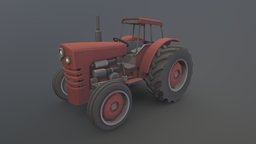 Tractor painted, tractor, texture, low, poly, stylized, hand
