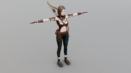 Elf archer Game Ready Low Poly 3D model body, armor, , elf, archer, woman, weapon, character, low-poly, girl, female, fantasy