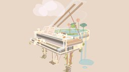 Stylized piano fish, cat, cats, culling, lineart, handpainted, blender, blender3d, piano, stylized, muandcoco