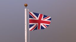 Flag of United Kingdom (animated) cloth, flag, unreal, scotland, england, wales, northernireland, greatbritain, gamereadyasset, sketchup, unity, steag