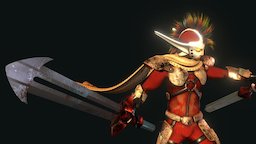 HoneRush with His double Swords red, videogame, double, mohawk, mask, swords, venetian, double-swords, sword, knight