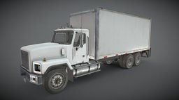 Classic Cargo Truck wheel, truck, heavy, transport, generic, classic, cargo, box, lorry, rigid, straight, hauler, haul, vehicle, lowpoly, industrial, gameready