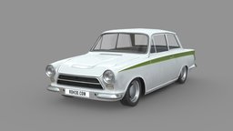 Low Poly Car mini, ford, cars, drive, vintage, british, speed, cortina, compact, classic, lotus, old, mk1, 1963, vehicle, car, ford-lotus, lotus-cortina, ford-car