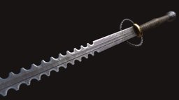 Saw Bidenhänder Sword saw, two-handed, two-handed-sword, weapon, substance-painter, sword, blade