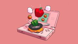 Cooking DS ds, toon, cute, console, portable, nintendo, sketch, cooking, outline, vegetables, nintendo-ds, meyoco, cartoon, stylized, noai