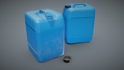 Canister 20L Blue gas, oil, gasoline, prop, unreal, realtime, fuel, box, station, canister, ue4, unity5, lods, substancepainter, unity, unity3d, game, blender, car, bottle, container, plastic, industrial, hdrp, unityhdrp