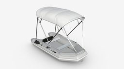 Inflatable boat 03 sunshade fishing, transport, adventure, vessel, equipment, travel, inflatable, rubber, raft, floating, leisure, nautical, sunshade, 3d, pbr, sport, boat