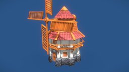 Windmill medieval, mill, rts, windmill, pbrtexture, realtimestrategy, pbr-texturing, rts-game, asset, pbr, structure, stylized, building, fantasy