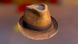 Straw hat hat, capture, style, garden, cap, prop, vintage, fashion, reality, natural, summer, holiday, farm, beach, head, lifestyle, straw, outdoors, substance, photoscan, blender, pamir, scan, man, 1scanaday