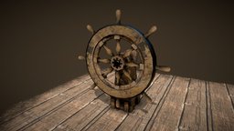 OBJECTS AND PROPS: SHIP STEERING WHEEL wheel, warship, rudder, substance, ship, wood, pirate, 3dmax, pirates, boat