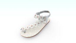 Cute Flowers Embellished Female Sandals cute, flat, fashion, girls, flowers, clothes, shoes, sandals, toes, sweet, womens, decorated, wedges, between, pbr, lowpoly, low, poly, female, embellished