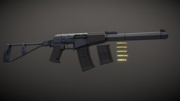 Low-Poly AS "Val" carbine, as, spetsnaz, russian-weapon, as-val, lowpoly