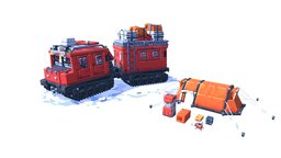 Arctic Exploration Vehicle terrain, all, polar, arctic, blockbench, pixel, pixelart