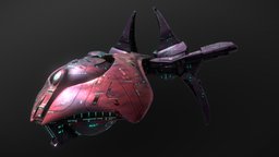 HALO:  Covenant Destroyer starship, spacecraft, realtime, halo, destroyer, covenant, low-poly, pbr, gameart, ship, space, spaceship, halo-covenant
