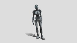 Fem Ai Sold02 Pose mech, soldier, videogame, video-games, womancharacter, woman-warrior, low-poly, lowpoly, sci-fi, robot