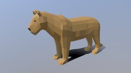 Low Poly Cartoon Female Lion animals, mammal, stylish, jungle, wildlife, lion-king, low-poly-blender, low-poly-lion
