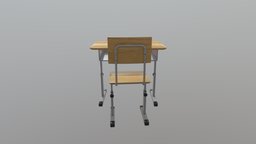 Japanese school table and chair school, japan, table, fbx, blender, pbr, lowpoly, chair, free, japanese