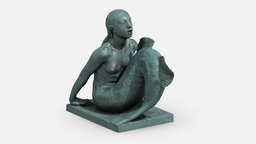 Mermaid / Sculpture / 3D model vr, ar, mermaid, decor, statue, museum, substancepainter, substance, architecture, asset, game, lowpoly, sculpture, sea