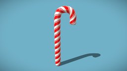 Candy Cane red, cg, white, christmas, candy, jolly, decor, props, cane, striped, candy-cane, 3d, christmas-tree-decor