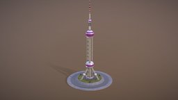 Shanghai Oriental Pearl Tower tower, tv, exterior, urban, shanghai, landmark, china, pearl, famous, architecture, low-poly, game, city, building, radio
