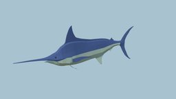 Blue Marlin fish, fishing, river, underwater, animals, lake, ocean, aquarium, aquatic, nature, sealife, oceanlife, fish-cartoon, blue-marlin, low-poly, animal, animated, simple, sea