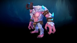 Stylized Fantasy Yeti horns, rpg, snowman, teeth, snow, crystals, yeti, mmo, rts, giant, fur, brutal, fbx, moba, character, handpainted, lowpoly, creature, animation, stylized, monster, fantasy