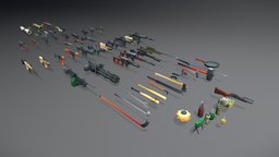 Low Poly Weapons Collection modern, games, objects, soldier, shooter, cryengine, fbx, props, csgo, cod, ue4, unrealengine4, 3d, lowpoly, military, stylized