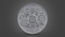 50 Yen Cupronickel Coin (1967) japan, coin, realitycapture, photogrammetry, scan
