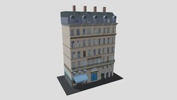 Typical  Paris Apartment Building 13 france, paris, vray, hotel, restaurant, photorealistic, urban, apartment, town, typical, parisian, architecture, game, 3d, house, city, building, street, shop