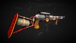Steampunk Carabine steampunk, carabine, weapon, handpainted, blender, lowpoly, gameasset, gun