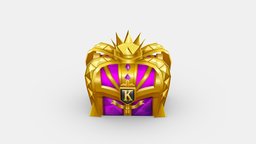 Cartoon Crown Gold Treasure chest chest, money, golden, treasurechest, wealth, lowpolymodel, treasurebox, pirates