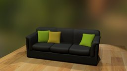 Leather Black Sofa sofa, leather, couch, furniture, architecture, interior