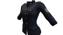 Female Military Officer Uniform Jacket army, fashion, jacket, officer, uniform, ranking, pbr, low, poly, military, female, navy