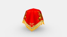 Cartoon bride with red hijab hat, scarf, clothes, wedding, headgear, chinese, traditional, costumes, bride, veil, lowpolymodel, marry, decoration, clothing, asina