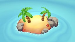 Tropical desert island island, palmtree, blender3d-modeling, blender, lowpoly, gameart