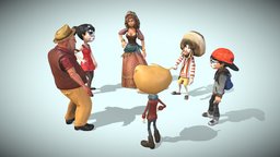 Group of 6 Animated Talking Cartoon Characters group, talking, cartoon, characters