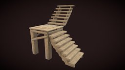 Wood_staircase survival game survival, structures, crafting, gameready, ue5