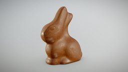 Chocolate Bunny rabbit, bunny, candy, chocolate, germany, milk, realistic, scanned, sweet, photometry, pbr-texturing, lindt, pbr-materials, gold, inciprocal, milk-chocolate