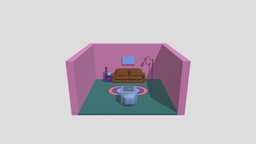 The Simpsons Living Room simpsons, objetos, 3d, blender, livingroom