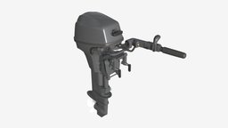 Portable outboard boat motor with tiller power, fishing, motor, portable, transport, boats, vessel, equipment, inflatable, water, engine, nautical, boating, tiller, outboard, 3d, pbr, boat