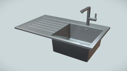 Kitchen sink with tap virtual, prop, cook, sink, clean, water, kitchen, tap, faucet